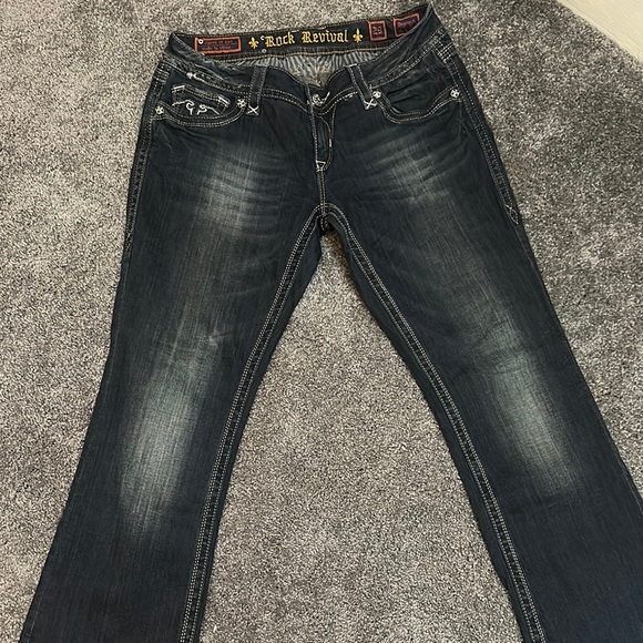 Rock Revival Blue Easy Boot Cut Jeans with Decorative Stitching - Picture 2 of 3